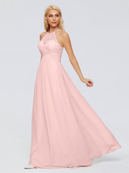 Isabel Halter Keyhole Chiffon Long Bridesmaid Dresses