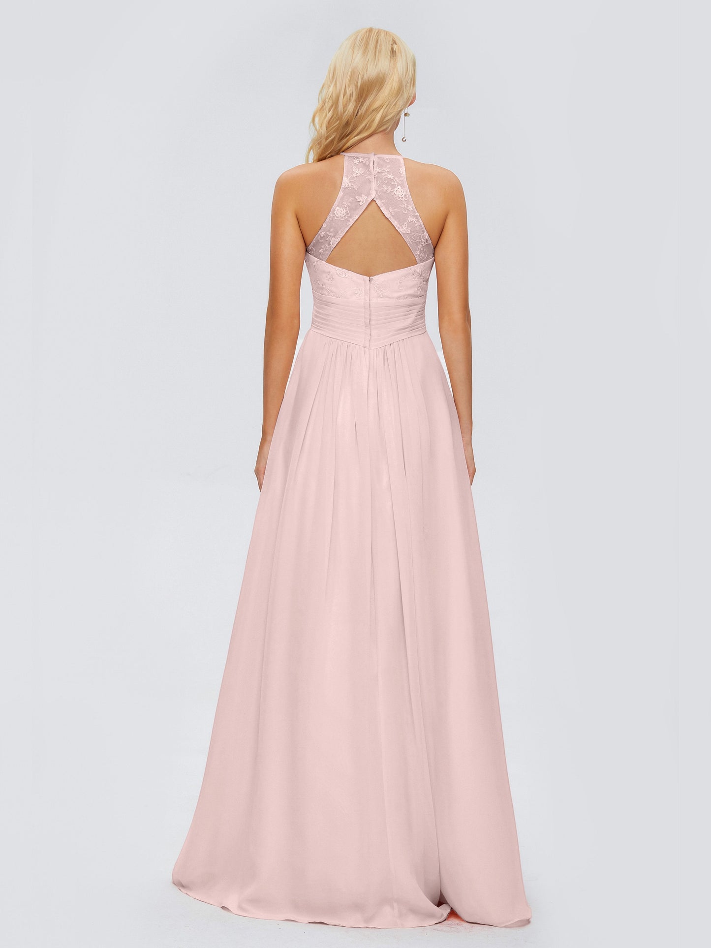 Isabel Halter Keyhole Chiffon Long Bridesmaid Dresses