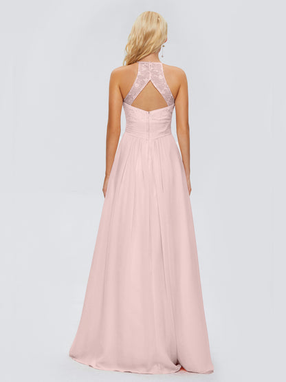 Isabel Halter Keyhole Chiffon Long Bridesmaid Dresses
