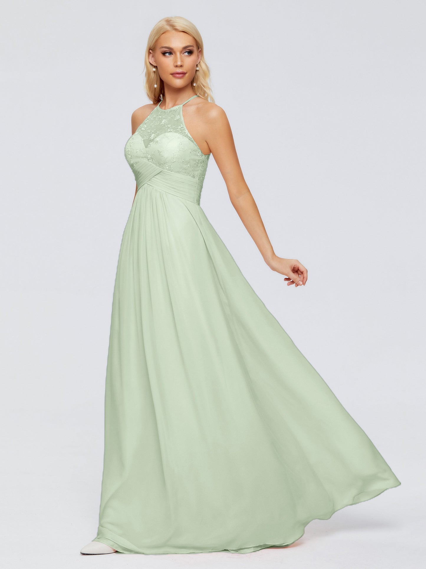 Isabel Halter Keyhole Chiffon Long Bridesmaid Dresses