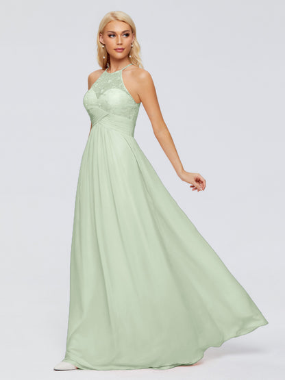 Isabel Halter Keyhole Chiffon Long Bridesmaid Dresses