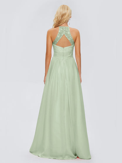 Isabel Halter Keyhole Chiffon Long Bridesmaid Dresses