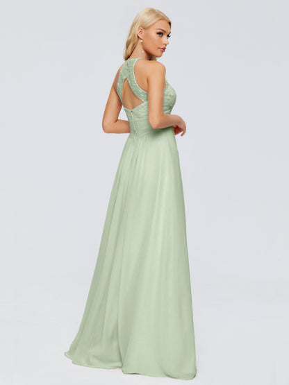 Isabel Halter Keyhole Chiffon Long Bridesmaid Dresses