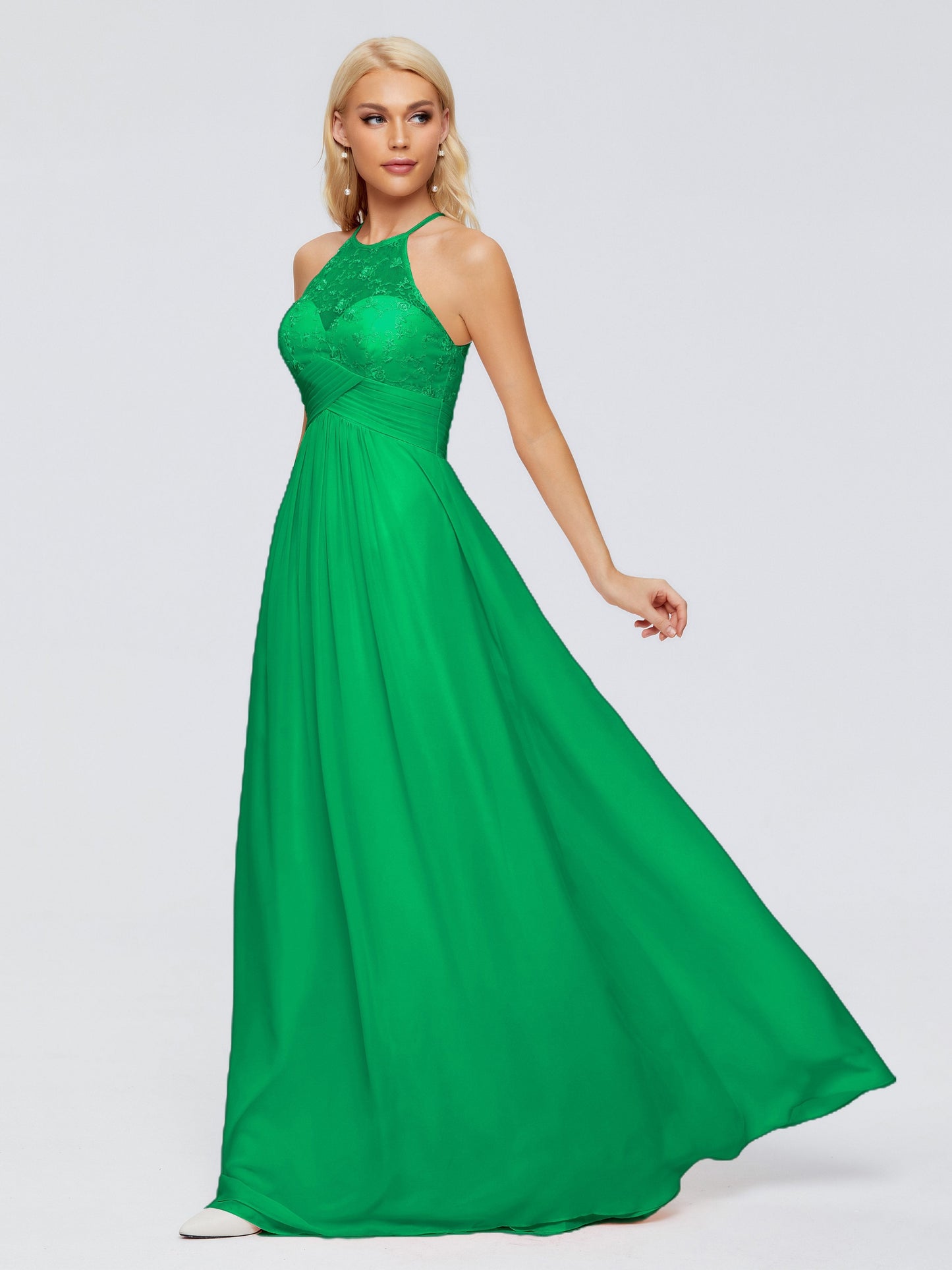 Isabel Halter Keyhole Chiffon Long Bridesmaid Dresses
