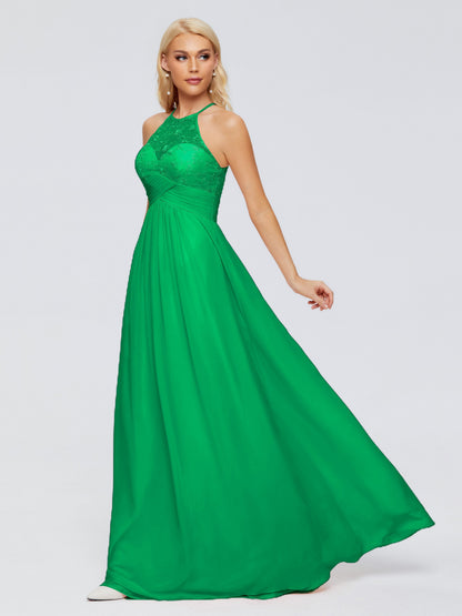 Isabel Halter Keyhole Chiffon Long Bridesmaid Dresses