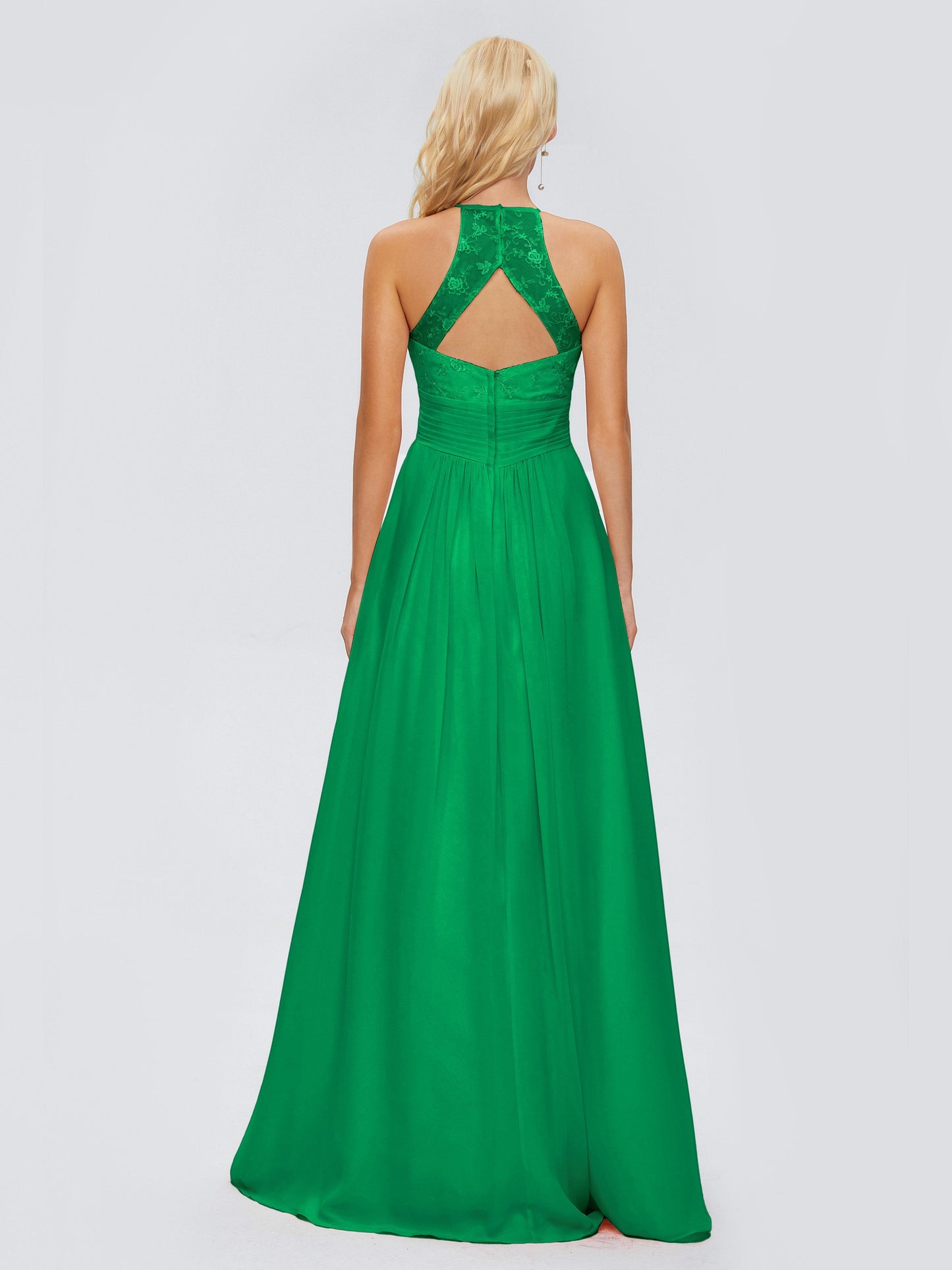 Isabel Halter Keyhole Chiffon Long Bridesmaid Dresses