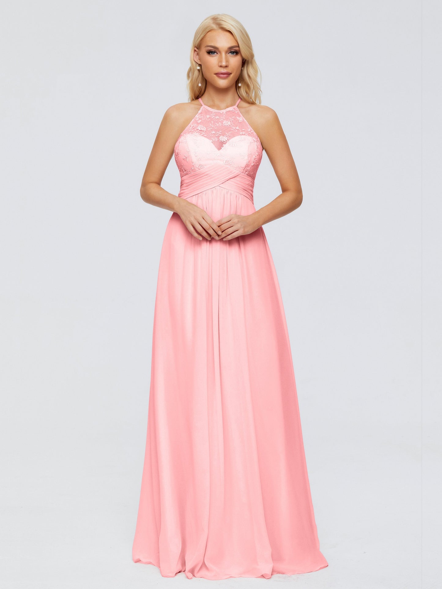 Isabel Halter Keyhole Chiffon Long Bridesmaid Dresses