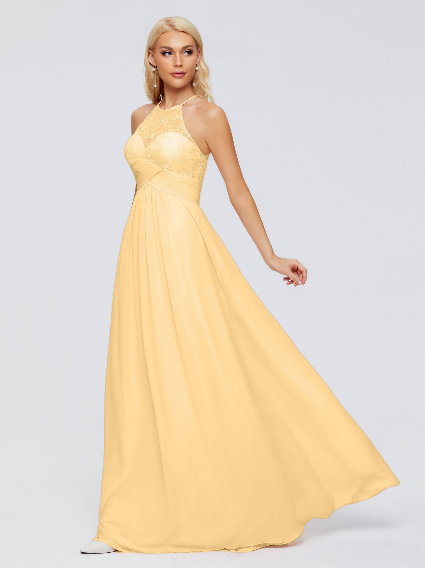 Isabel Halter Keyhole Chiffon Long Bridesmaid Dresses