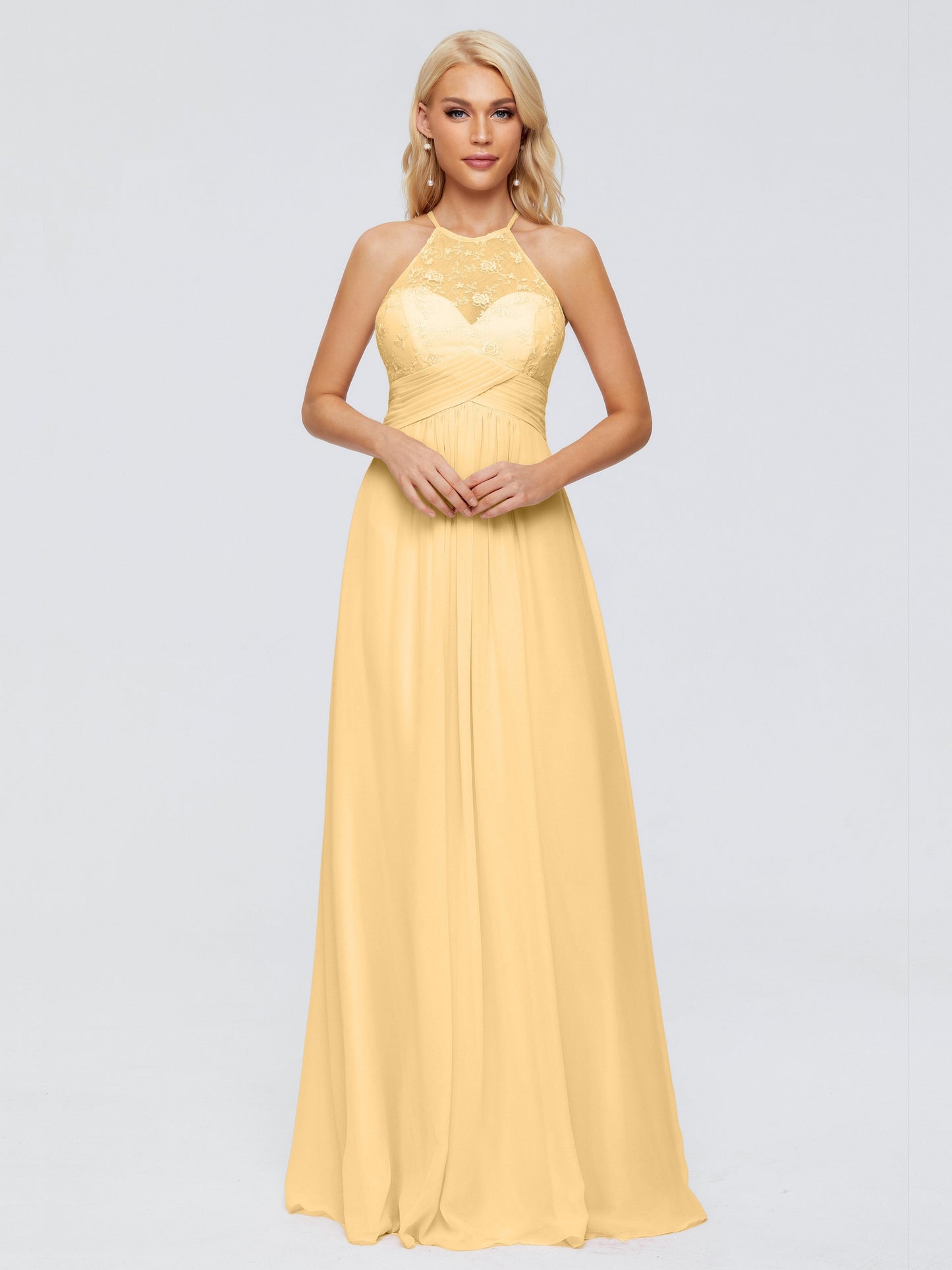 Isabel Halter Keyhole Chiffon Long Bridesmaid Dresses