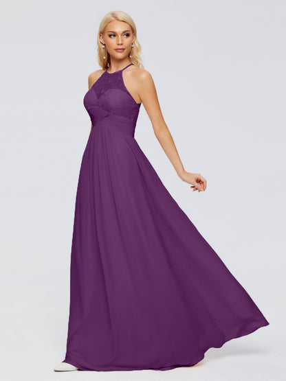 Isabel Halter Keyhole Chiffon Long Bridesmaid Dresses