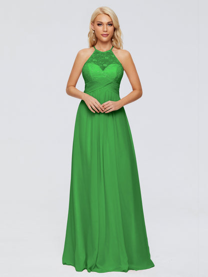 Isabel Halter Keyhole Chiffon Long Bridesmaid Dresses