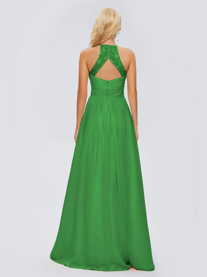 Isabel Halter Keyhole Chiffon Long Bridesmaid Dresses