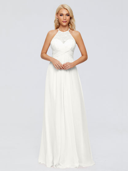 Isabel Halter Keyhole Chiffon Long Bridesmaid Dresses