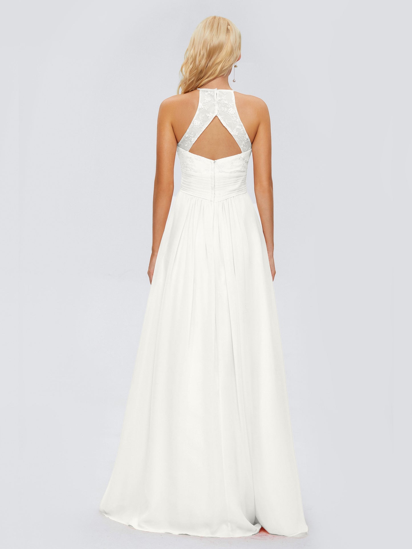 Isabel Halter Keyhole Chiffon Long Bridesmaid Dresses
