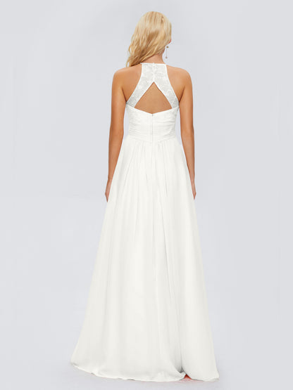 Isabel Halter Keyhole Chiffon Long Bridesmaid Dresses