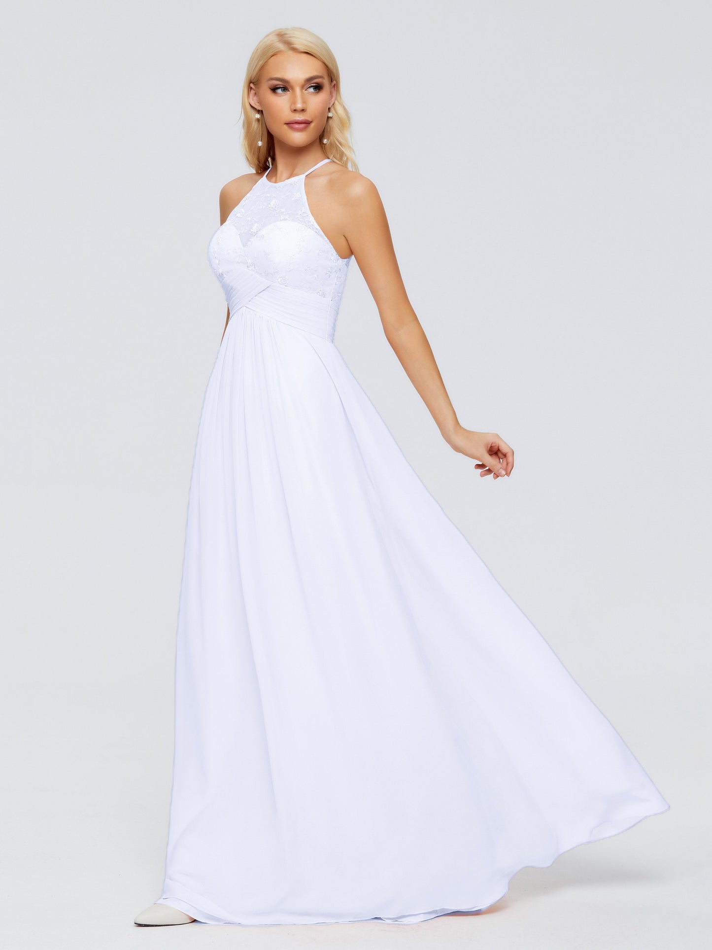 Isabel Halter Keyhole Chiffon Long Bridesmaid Dresses