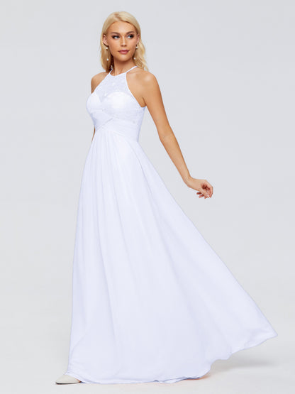 Isabel Halter Keyhole Chiffon Long Bridesmaid Dresses