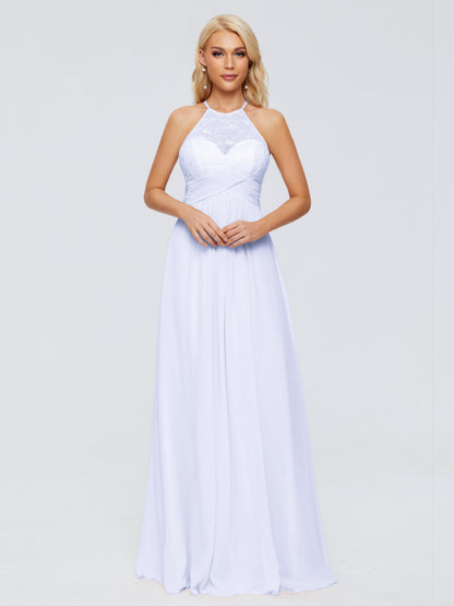 Isabel Halter Keyhole Chiffon Long Bridesmaid Dresses