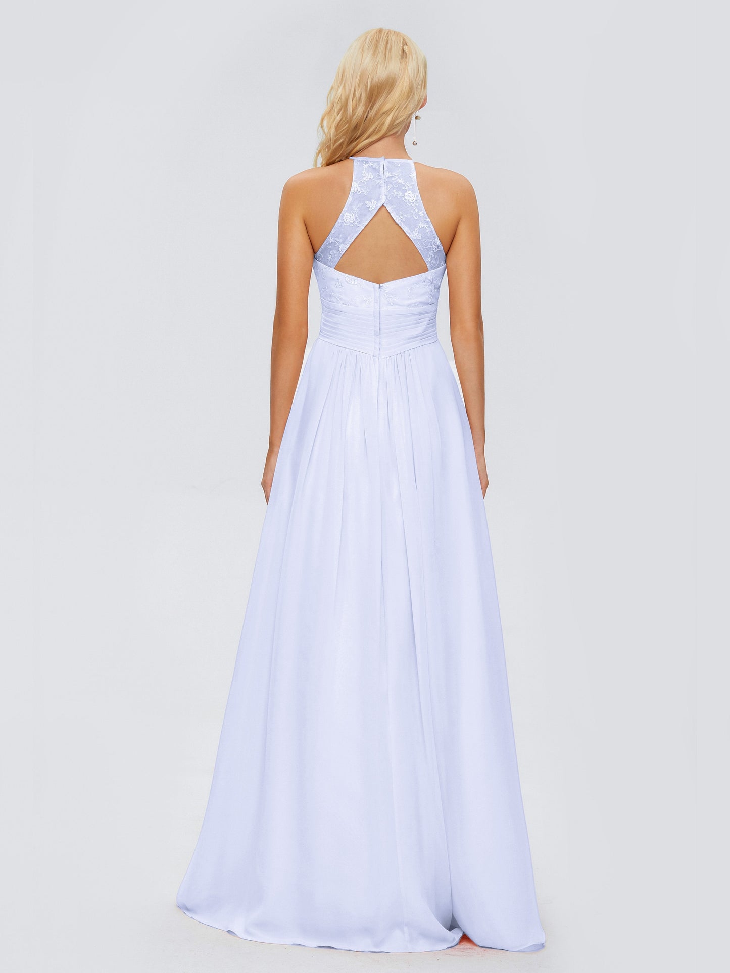 Isabel Halter Keyhole Chiffon Long Bridesmaid Dresses
