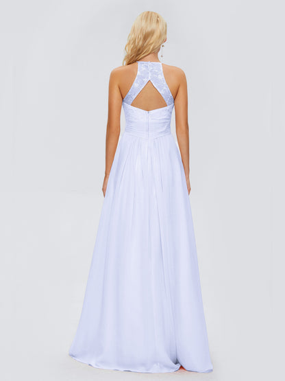 Isabel Halter Keyhole Chiffon Long Bridesmaid Dresses
