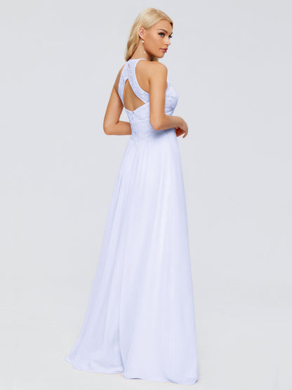 Isabel Halter Keyhole Chiffon Long Bridesmaid Dresses