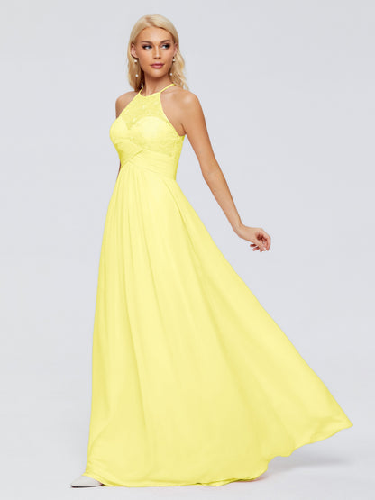 Isabel Halter Keyhole Chiffon Long Bridesmaid Dresses