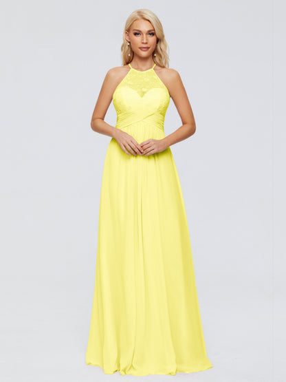 Isabel Halter Keyhole Chiffon Long Bridesmaid Dresses