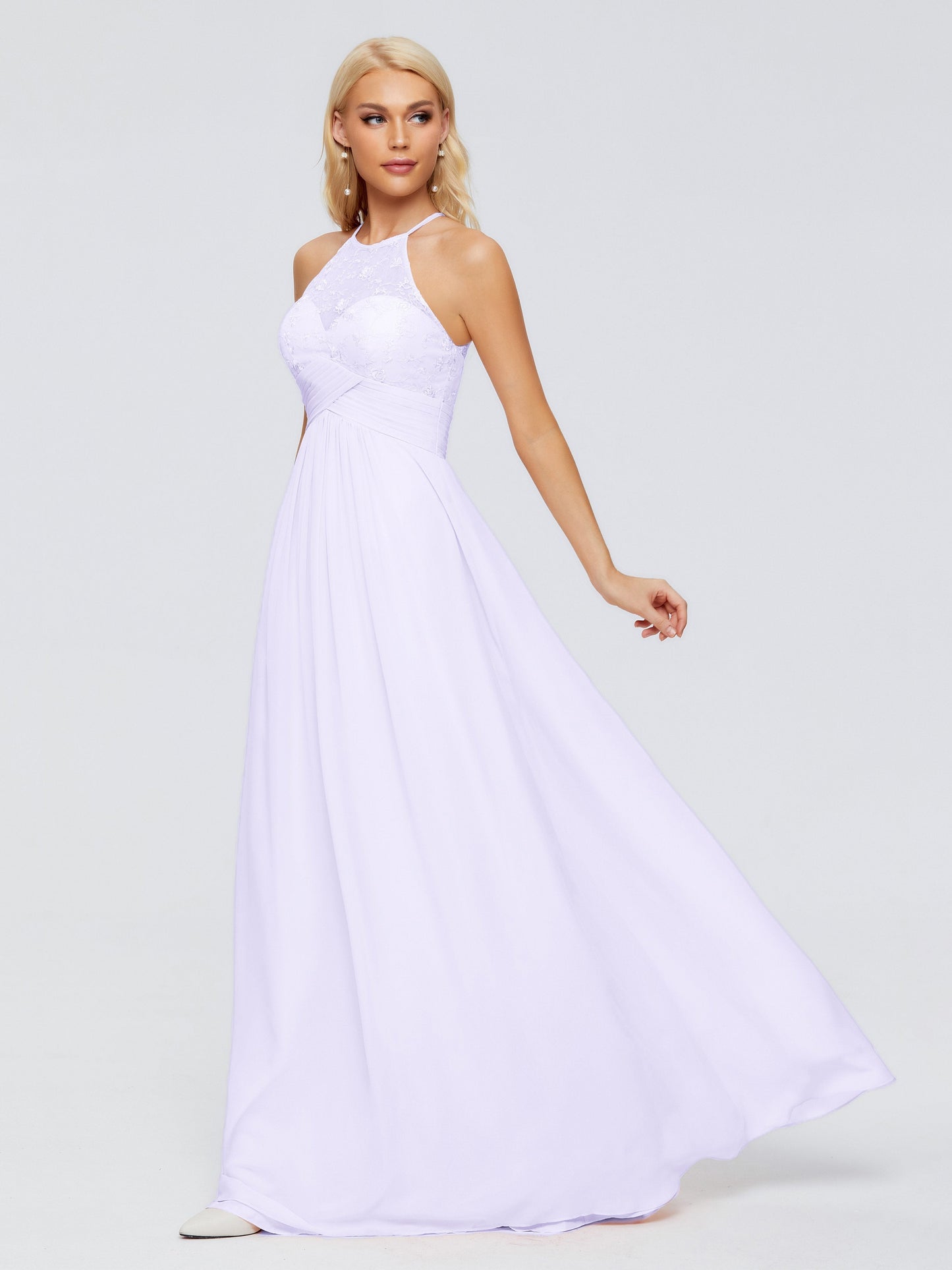 Isabel Halter Keyhole Chiffon Long Bridesmaid Dresses