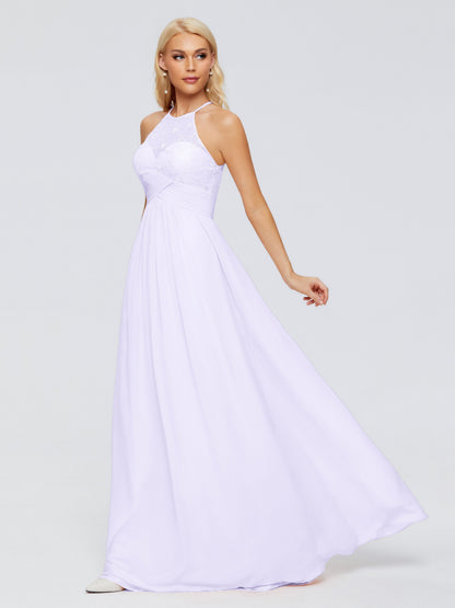 Isabel Halter Keyhole Chiffon Long Bridesmaid Dresses