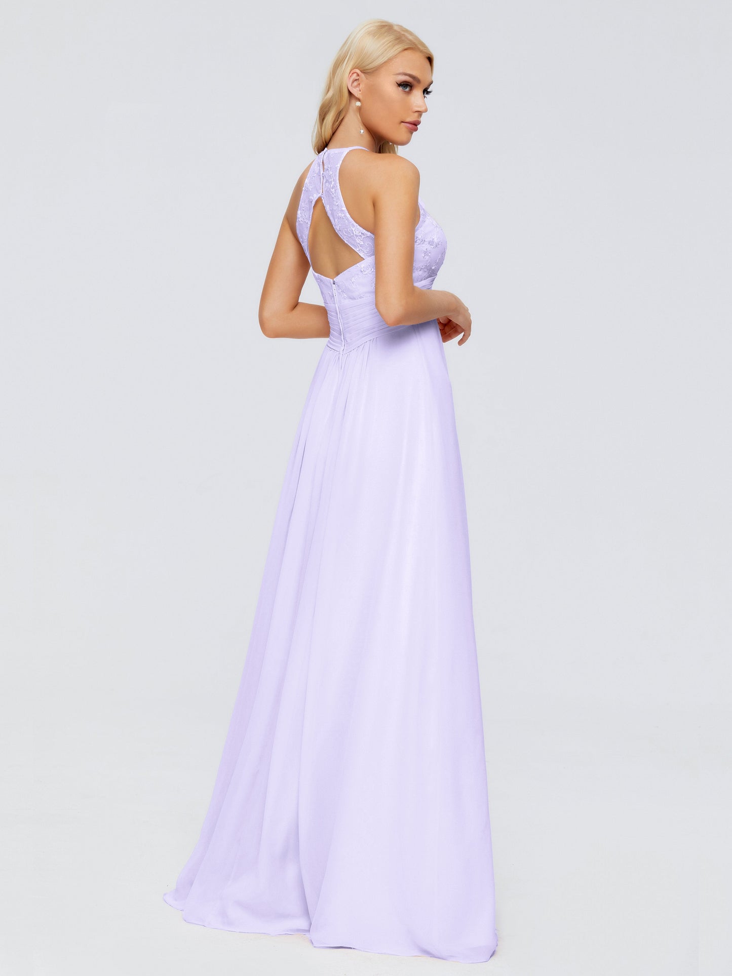 Isabel Halter Keyhole Chiffon Long Bridesmaid Dresses