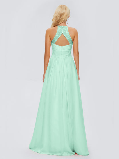 Isabel Halter Keyhole Chiffon Long Bridesmaid Dresses