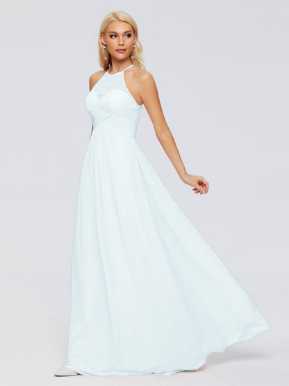 Isabel Halter Keyhole Chiffon Long Bridesmaid Dresses