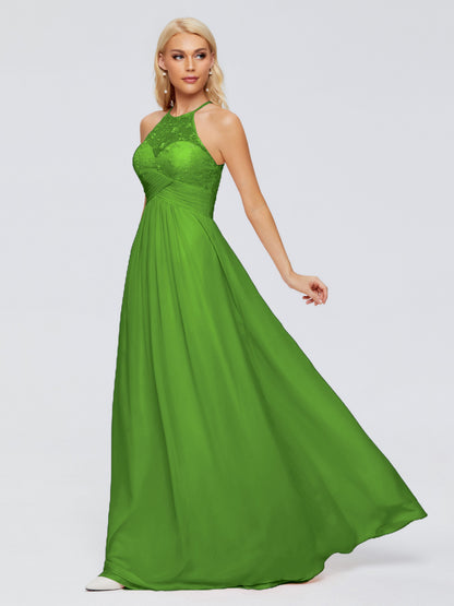 Isabel Halter Keyhole Chiffon Long Bridesmaid Dresses