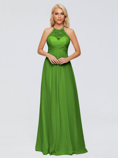 Isabel Halter Keyhole Chiffon Long Bridesmaid Dresses