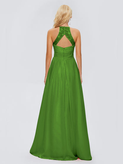 Isabel Halter Keyhole Chiffon Long Bridesmaid Dresses