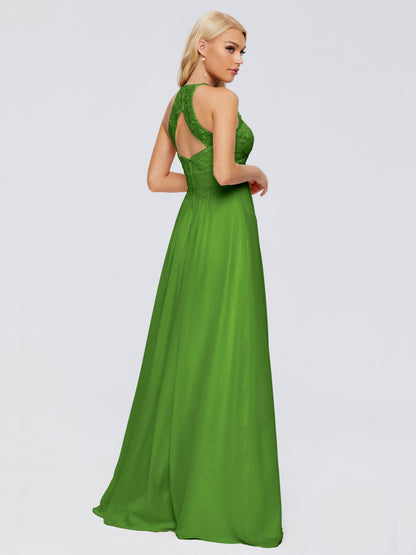 Isabel Halter Keyhole Chiffon Long Bridesmaid Dresses