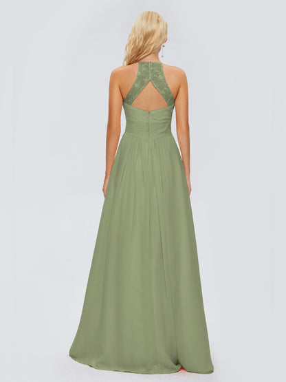 Isabel Halter Keyhole Chiffon Long Bridesmaid Dresses