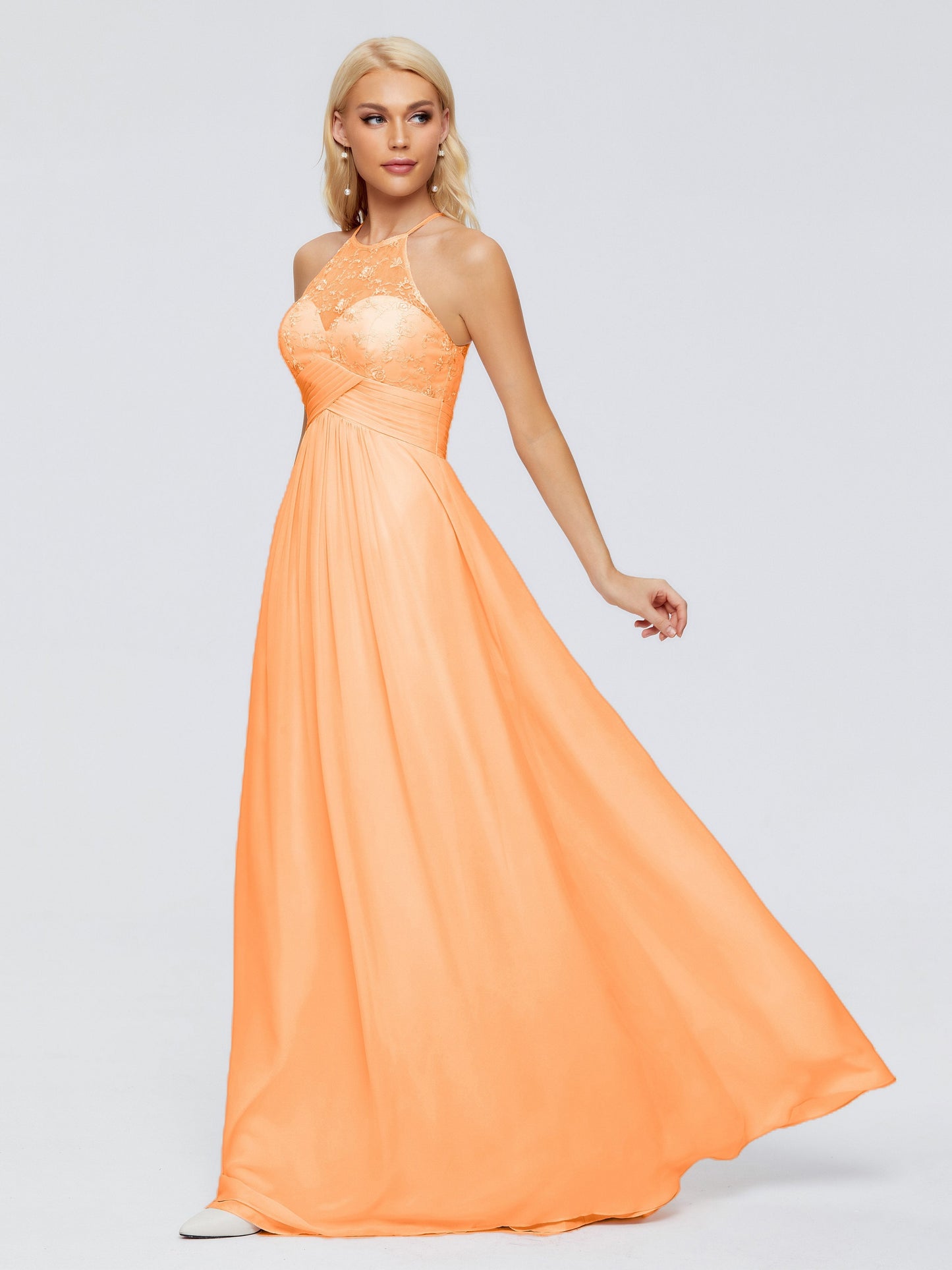Isabel Halter Keyhole Chiffon Long Bridesmaid Dresses