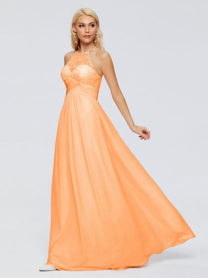 Isabel Halter Keyhole Chiffon Long Bridesmaid Dresses