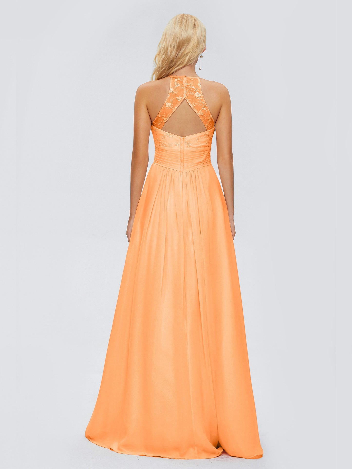 Isabel Halter Keyhole Chiffon Long Bridesmaid Dresses
