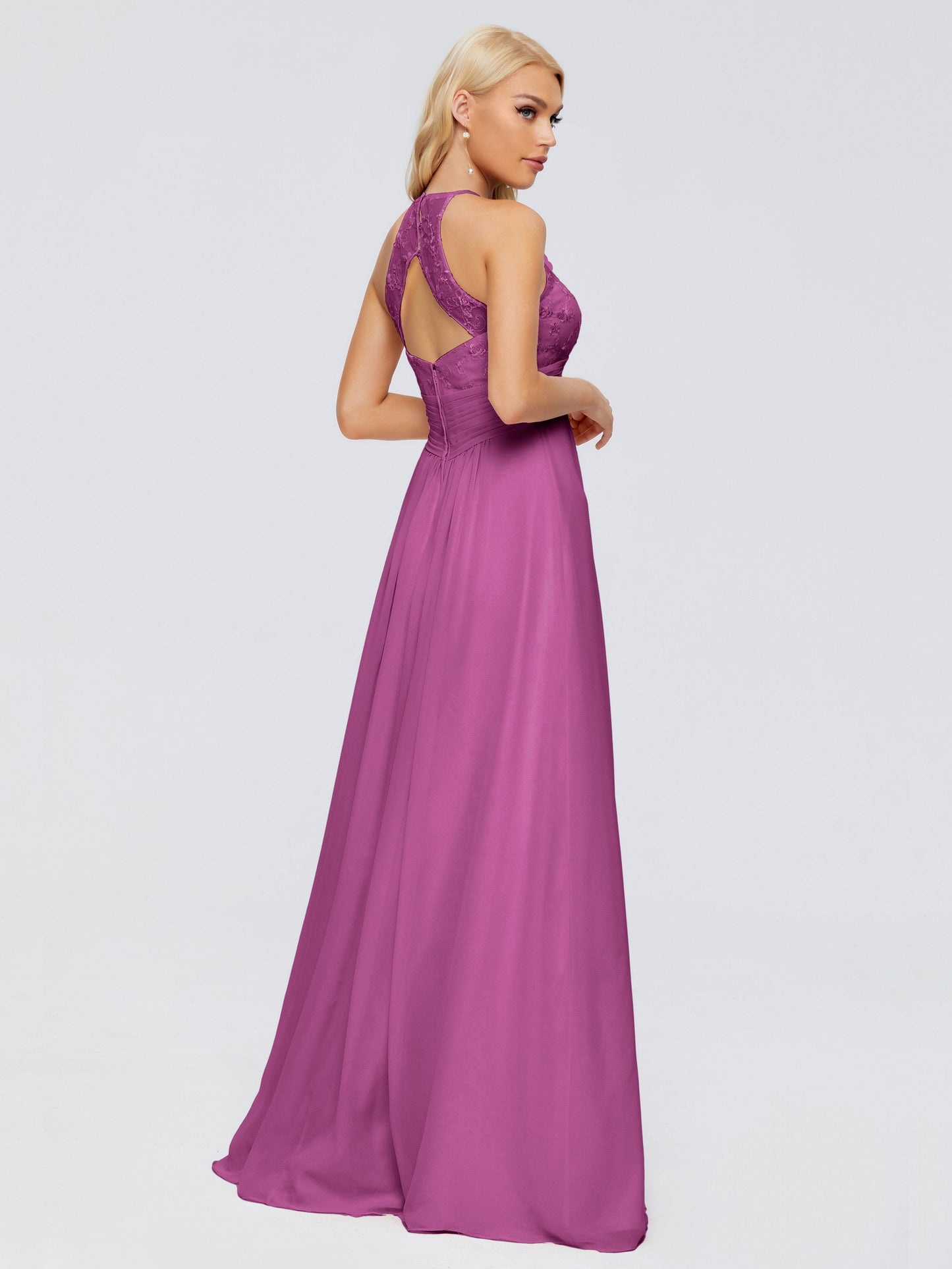 Isabel Halter Keyhole Chiffon Long Bridesmaid Dresses
