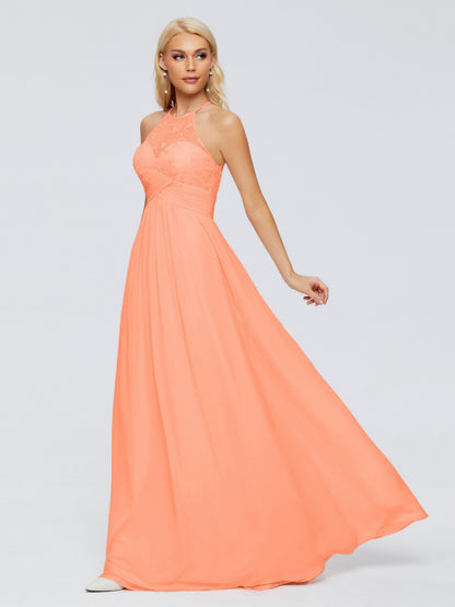 Isabel Halter Keyhole Chiffon Long Bridesmaid Dresses