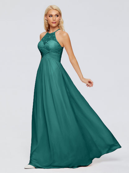 Isabel Halter Keyhole Chiffon Long Bridesmaid Dresses