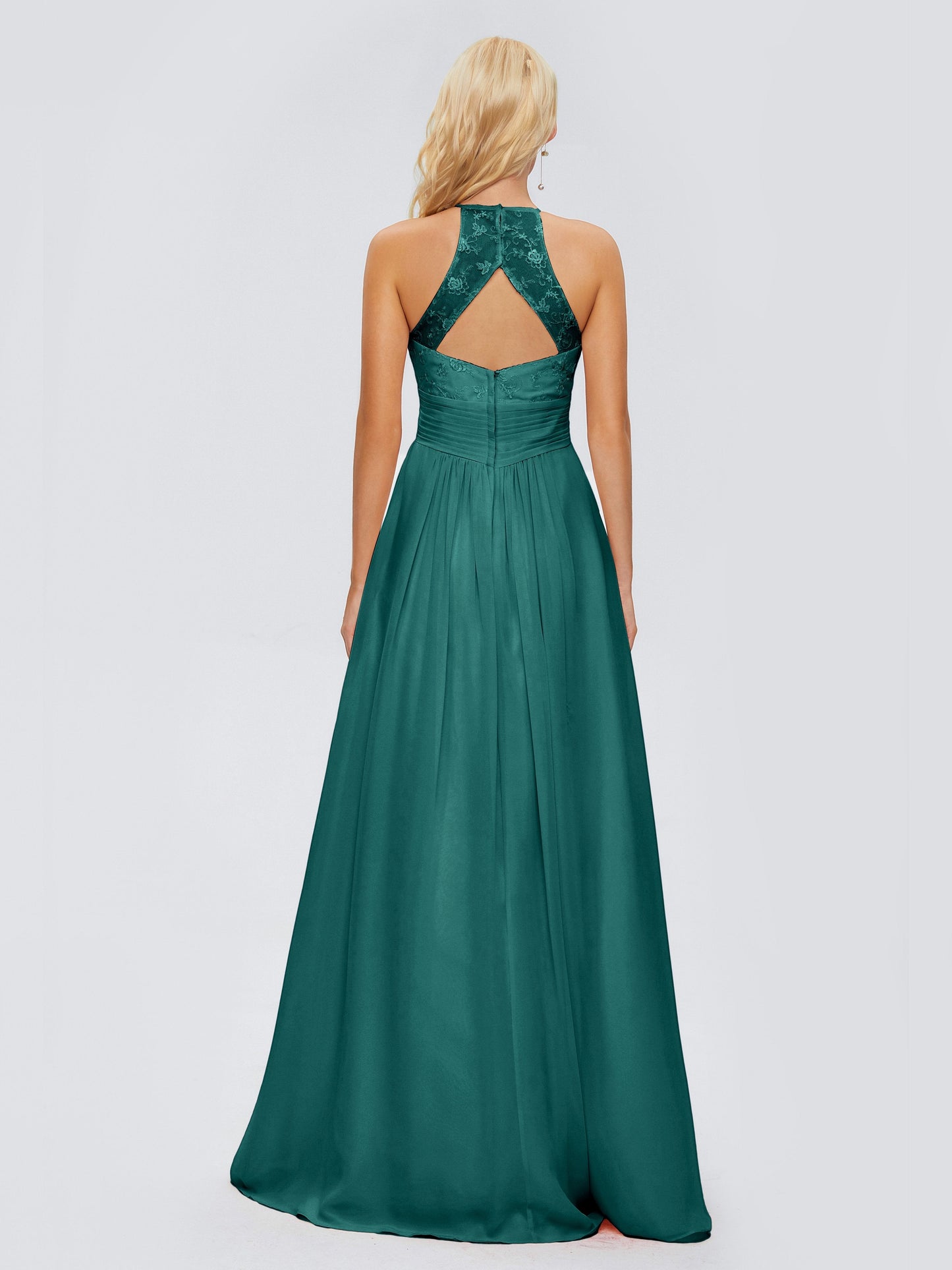 Isabel Halter Keyhole Chiffon Long Bridesmaid Dresses
