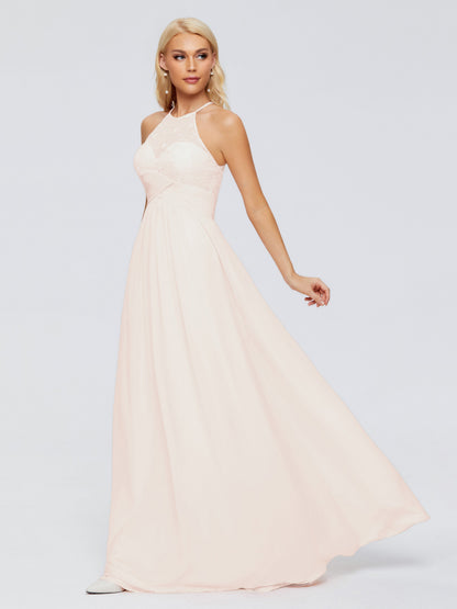 Isabel Halter Keyhole Chiffon Long Bridesmaid Dresses