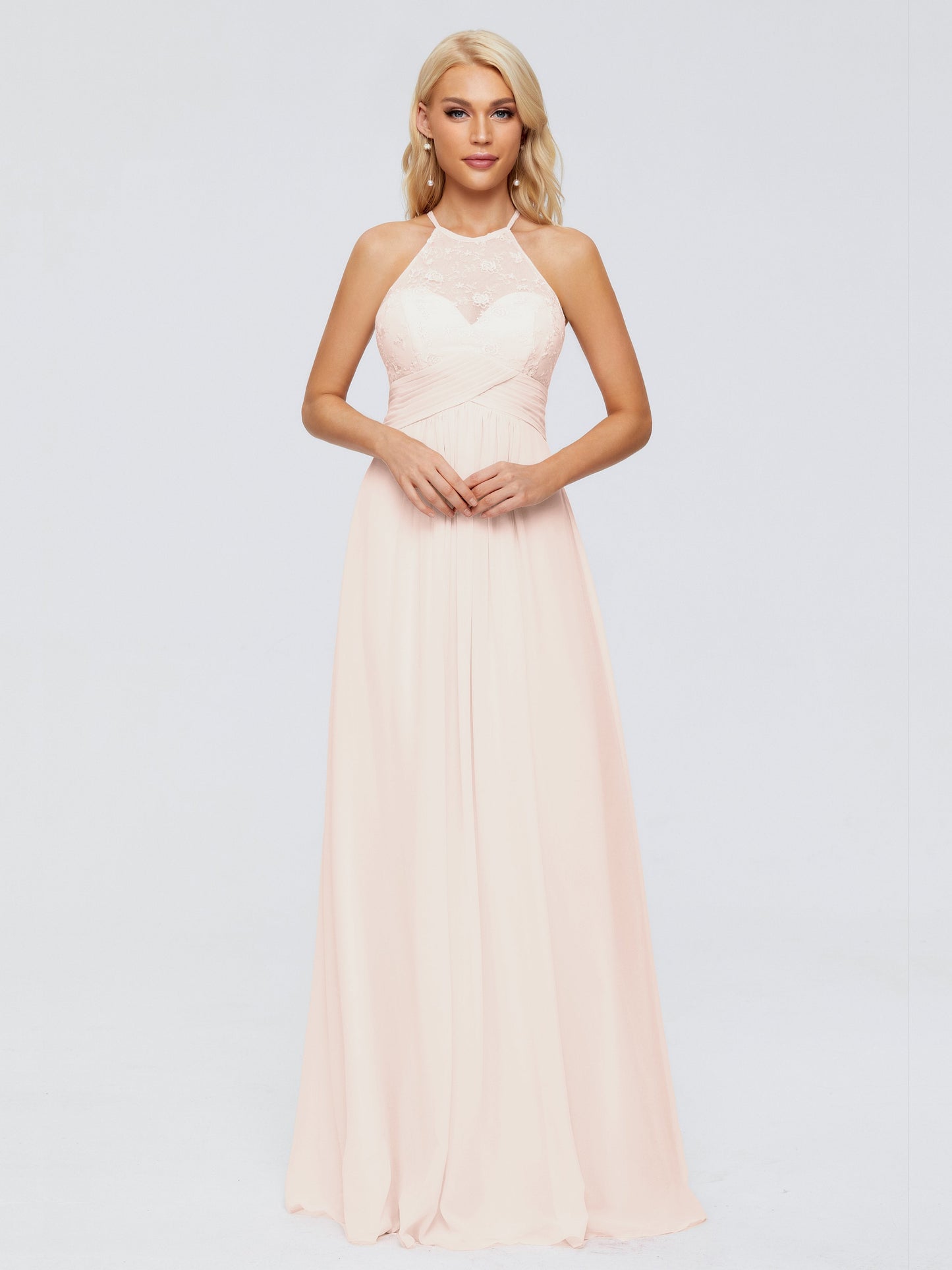 Isabel Halter Keyhole Chiffon Long Bridesmaid Dresses