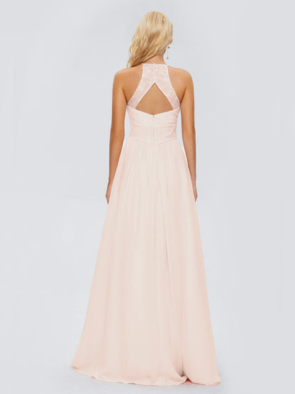 Isabel Halter Keyhole Chiffon Long Bridesmaid Dresses