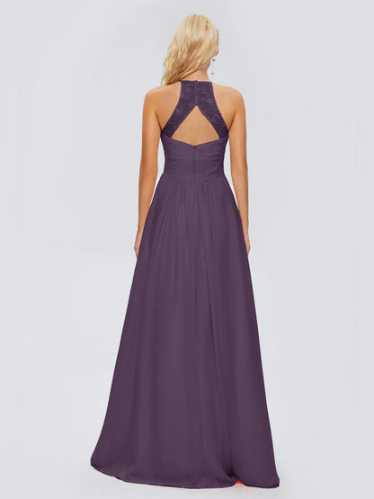 Isabel Halter Keyhole Chiffon Long Bridesmaid Dresses