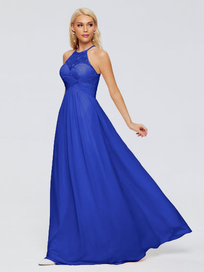 Isabel Halter Keyhole Chiffon Long Bridesmaid Dresses