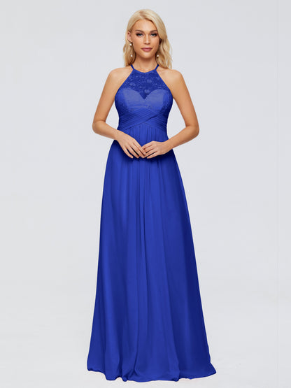 Isabel Halter Keyhole Chiffon Long Bridesmaid Dresses